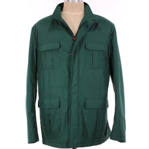 Kiton NWT Jacket Size 52 42 US In Solid Green Windbreaker With Suede Detail  - Picture 1 of 12