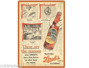 Vintage Stroh's Beer Bottle 1954 Scene  Refrigerator / Tool Box Magnet Man Cave  - Picture 1 of 1