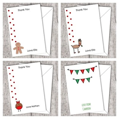 DAYDREAMING DAISY Christmas Thank You Cards ~ Personalised ~ Flat ~ Includes Envelopes ~ DD2