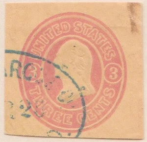(F247-5) 1861 USA 3c red Washington (U35) cut out (E) - Picture 1 of 1