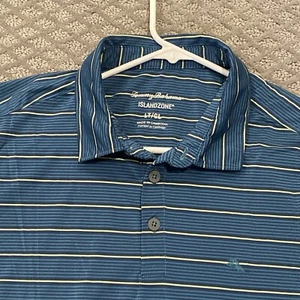 Tommy Bahama Men Large Tall Island Zone 4-Way Stretch Polo Golf Shirt Green EUC - Picture 1 of 13