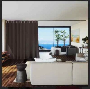 Premium Room Divider Curtain, 9ft Tall x 10ft Wide Dark Chocolate (1209) - Picture 1 of 9