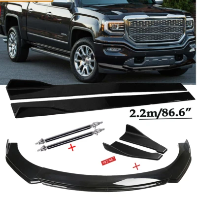 For 01-23 GMC Sierra 1500 Front Bumper Lip Spoiler Side Skirts Rear Lip G Black Foto 1 de 4