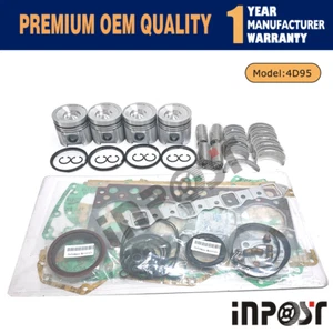 4D95 Overhaul Rebuild Kit For Komatsu STD Size Piston Ring Bearing Gasket Kit - Foto 1 di 6