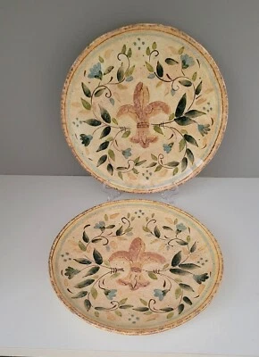 Juego/2 Platos de Ensalada Verona 2012 Patrón Flor de Lis Internacional Certificados  Foto 1 de 4