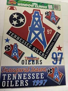 Vintage Tennessee Oilers 1997 Inaugural Season Window Clings NFL Titans, Houston - Picture 1 of 7