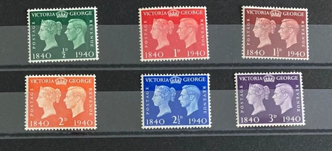 Stamps GB GVI 1940 Postal Centenary Unmounted Mint Set of 6 Cover