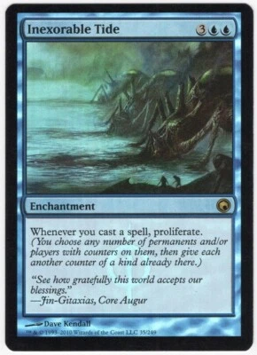Inexorable Tide 2010 Scars of Mirrodin FOIL Blue Rare Enchantment MTG NM AZ1 - Image 1 of 2