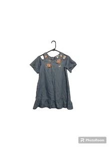 GUESS Denim Dress Girls M 10 / 12 Floral Embellished Sequins Applique Easter - Picture 1 of 10