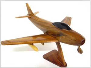 Modelo de escritorio de madera premium de caoba natural artesanal F-86 Sabre Jet Fighter - Imagen 1 de 4