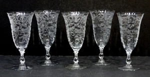 5 Vintage CAMBRIDGE Etched Glass PORTIA 3121 Clear TALL ICED TEA Stem - Picture 1 of 3