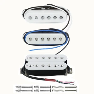 Juego de pastillas para guitarra FLEOR HSS ST Alnico 5 bobinas individuales y pastillas Humbucker blancas - Imagen 1 de 11