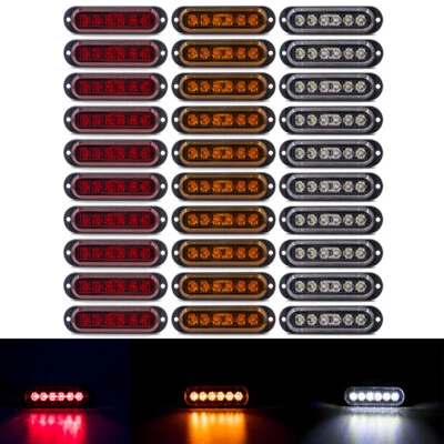6 LED Side Marker Clearance Warning Indicator Light 12V 24V Trailer Lorry Van - Image 1 of 4
