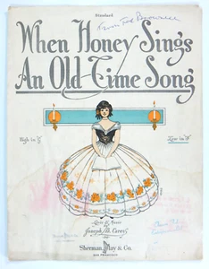 WHEN HONEY SINGS AN OLD TIME SONG NOTEN 1919 JOSEPH B. CAREY HIGH G LOW F - Bild 1 von 3