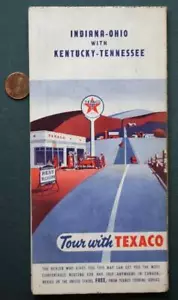 1955 Texaco Oil Gas service station Indiana Ohio Kentucky Tennessee road map---- - Picture 1 of 1