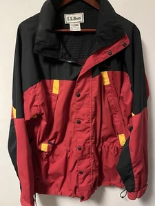 Vintage Mens LL Bean Full Zip Black Red Yellow Parka Jacket Size L Reg Ski Snow - Picture 1 of 8