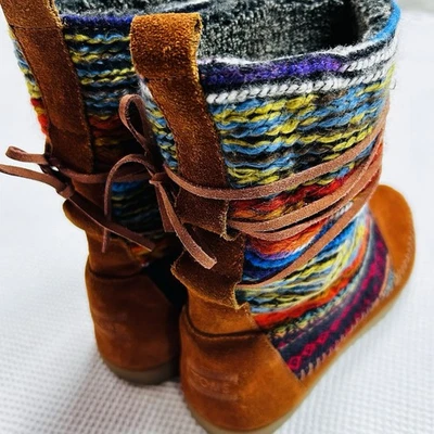 Toms Непал замшевые мокасины ботинки Sz 7,5 искусственного меха с подкладкой Aztek богемное лоскутное одеяло - Изображение 1 из 4