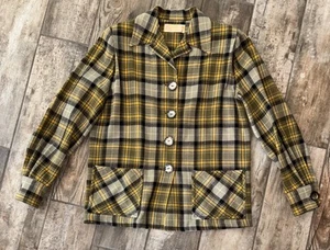 Pendleton 49er Heritage Limited Edition Wolljacke Damen Größe 10 gelb kariert - Bild 1 von 10