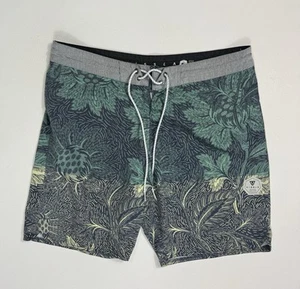 Vissla Board Shorts Mens 34 Green Floral Outdoor Swim Trunks Surf Surfing Beach - Picture 1 of 9
