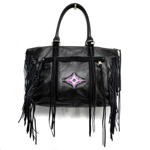 Bolso de Mano Liebeskind Berlin Cuero Negro con Flecos Boho Motociclista Bolso de Hombro - Imagen 1 de 10