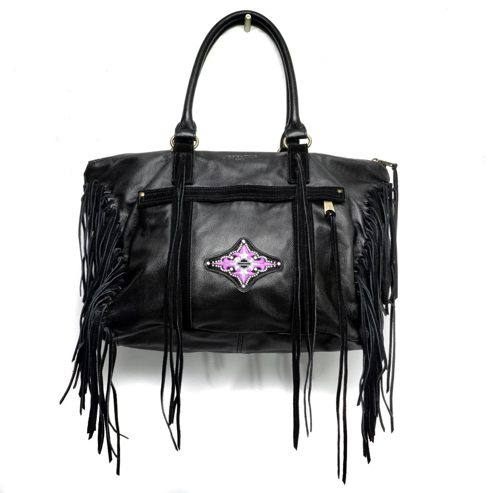 Bolso de Mano Liebeskind Berlin Cuero Negro con Flecos Boho Motociclista Bolso de Hombro Foto 1 de 4