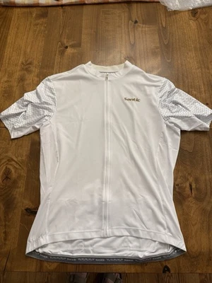 Camiseta deportiva de ciclismo Santic para hombre de manga corta con cremallera completa, bicicleta de carretera, talla XL, blanca Foto 1 de 3