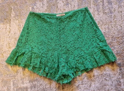Ladies Green Lace Shorts By Zara Size Medium - Image 1 of 3