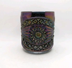 Vintage Karneval Glas Utensilien Halter lila Amethyst Sunburst Design 4,25" hoch - Bild 1 von 10