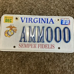 VIRGINIA SEMPER FIDELIS ~ USMC ~ Tocador de coleccionista de placas de licencia “AMMOOO” - Imagen 1 de 1
