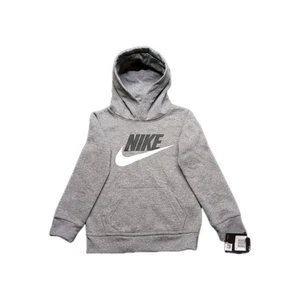 New Nike Boys Gray Hoodie Sweatshirt Youth XS 3/4 Fleece Pullover - Picture 1 of 10