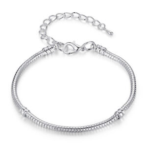 Voroco Silver Beads Pendant Bracelet Charm Glass Gorgeous Fit Women Jewelry