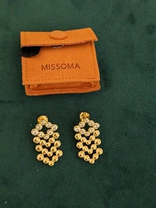 MIssoma 18ct Gold Plated Vermeil ARTICULATED BEADED STONE CHANDELIER EARRINGS - Picture 1 of 4