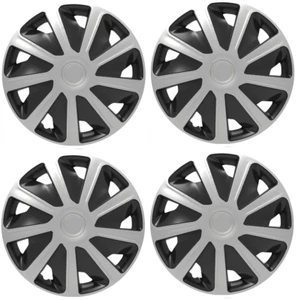 JUEGO COMPLETO DE TAPAS DE BUJE DE RUEDA DE PLATO PROFUNDA FIAT DUCATO CUBIERTA NEGRA PLATEADA 16" PULGADAS - Imagen 1 de 1