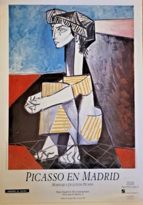 PICASSO EN MADRID - ORIGINAL EXHIBITION POSTER- JACQUELINE -MADRID - RARE - 1986 - Picture 1 of 10