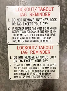 2 - Plastic Sign Lockout/Tagout 14"x10" LOT #10521 - Picture 1 of 3