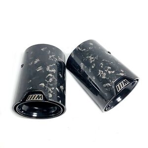 2*Glossy Forge Carbon Black M Performance Exhaust tip for BMW M2 M3 M4 M5 M6