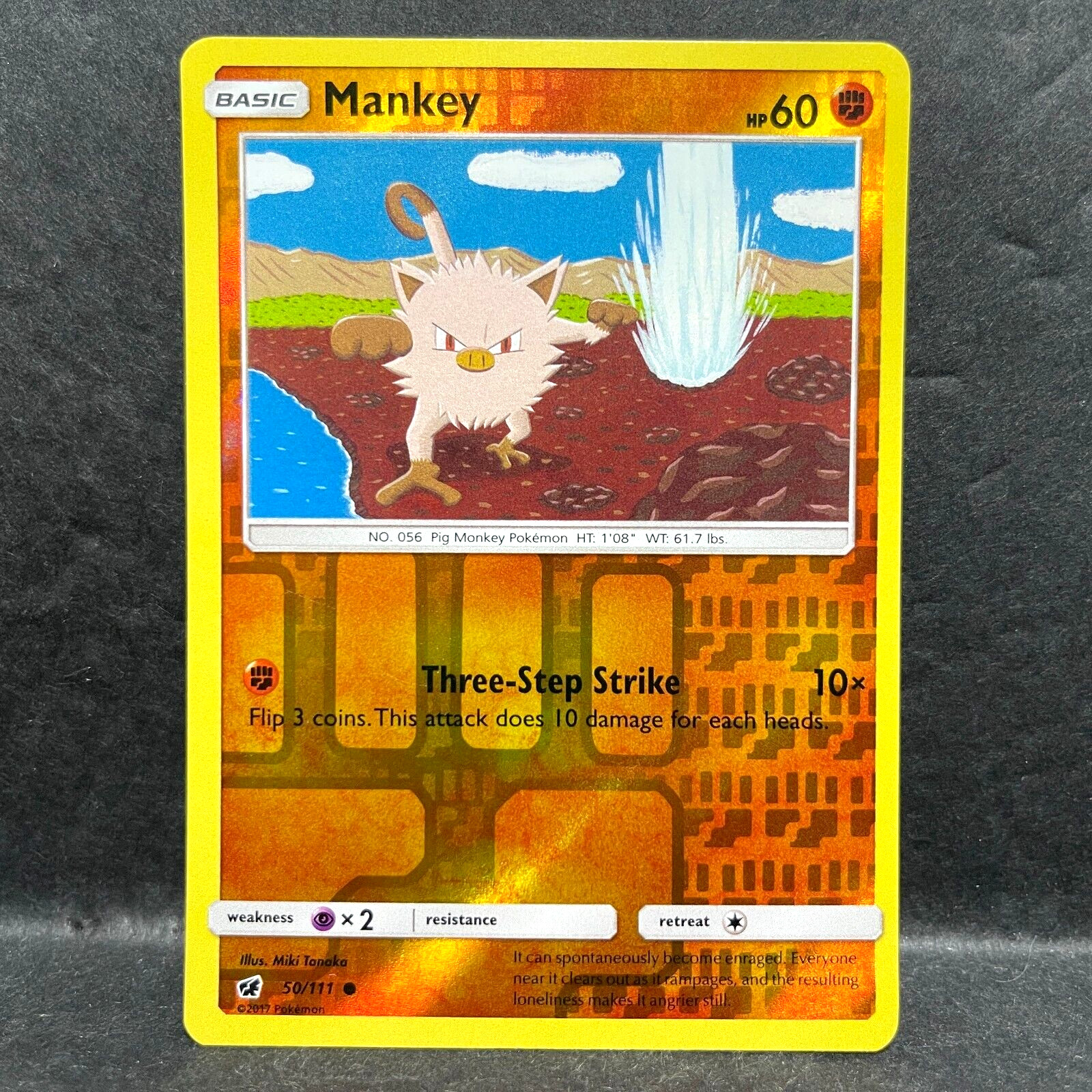 2017 POKEMON CRIMSON INVASION MANKEY 50 - REVERSE HOLO RARE (LP)