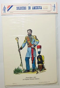 IMPRESIÓN, Mayor de Tambor, 1861, 1ª Infantería Voluntaria de Virginia, Soldados en América  - Imagen 1 de 4