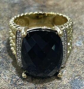 David Yurman 18K yellow gold Onyx And Diamond Wheaton Ring *NO RESERVE*