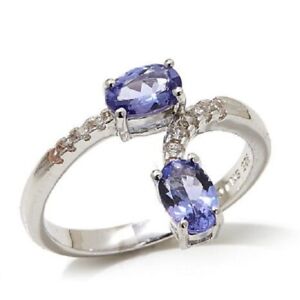 HSN Rarities Tanzanite and White Zircon Sterling Silver Bypass Ring Size 7 $279