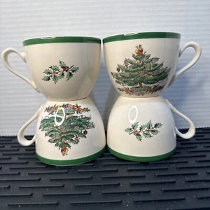 Set of 4 Spode Christmas Tree Tea Cups S3324 England Vintage Spode - Picture 1 of 5