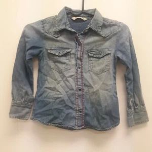 Old Navy Girl's Small 6-7 Denim Button Down Long Sleeve Top - Picture 1 of 9