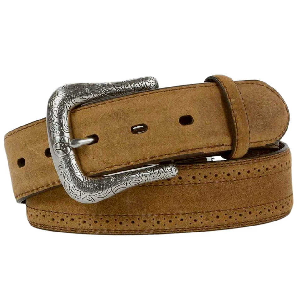 Ariat Western Belt Mens Work Perforated Brown Distressed A10004667 40