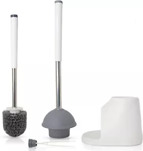 Toilet Brush and Plunger Set with Holder Caddy -Stainless Steel Brush and Toi... - Picture 1 of 7