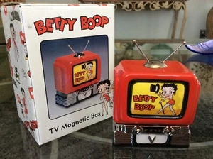 Betty Boop Ceramic TV Magnetic Trinket/Stash Box Chrome Trim Limited Ed NIB HTF - Picture 1 of 7