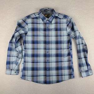 Eddie Bauer TraveX Shirt Mens Medium Blue Plaid Classic Fit Dress Button Down - Picture 1 of 12
