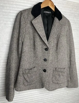 Chaqueta Blazer Liz Claiborne Tweed Lana Mediana Gris Negra De Colección Foto 1 de 4