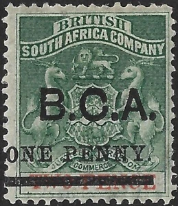 Nyasaland BCA 1895 1d on 2d Sea-Green & Vermilion SG.20 Mint (Hinged) Cat:£45 - Picture 1 of 2