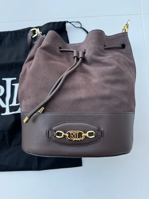 BNWT Ralph Lauren ANDIE Large Brown Suede Drawstring Shoulder Bag RRP £349 - Image 1 of 4