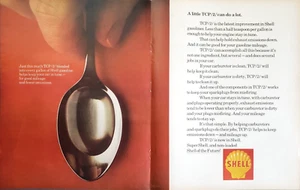 PRINT AD Shell Gasoline 1971 2 Pages TCP/2/ Lower Exhaust Emissions Spoon - Bild 1 von 1